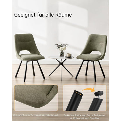 Drehbare Esszimmerstühle Set 6 – Bequeme Polsterstühle Graugrün