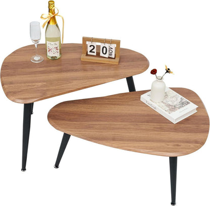 Moderne 2er Set Oval Couchtische Holz Beistelltisch Wohnzimmer