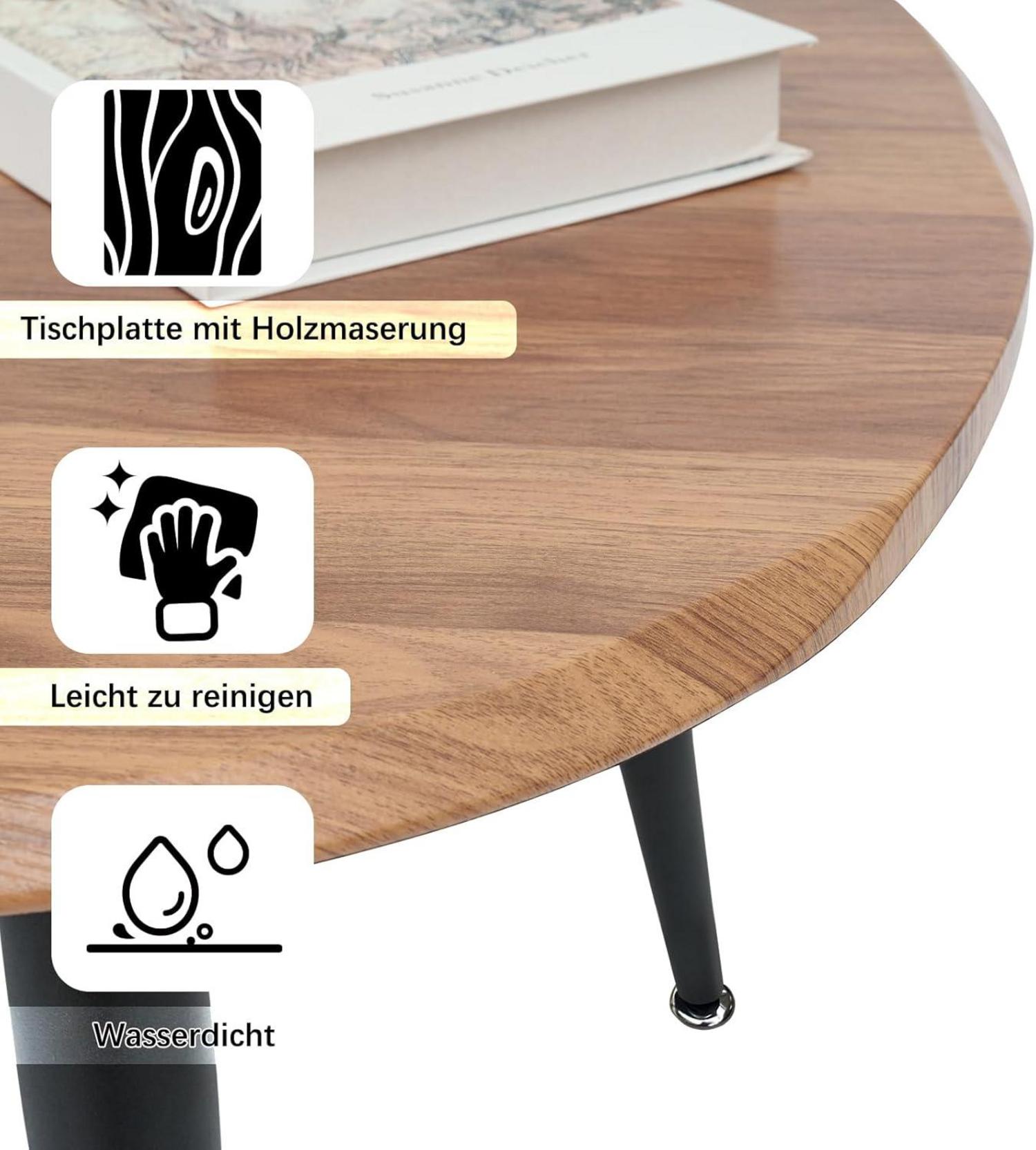 Ymahizax Couchtisch 2er Set Holz Beistelltische Oval Wohnzimmer Beistelltisch Nachttisch