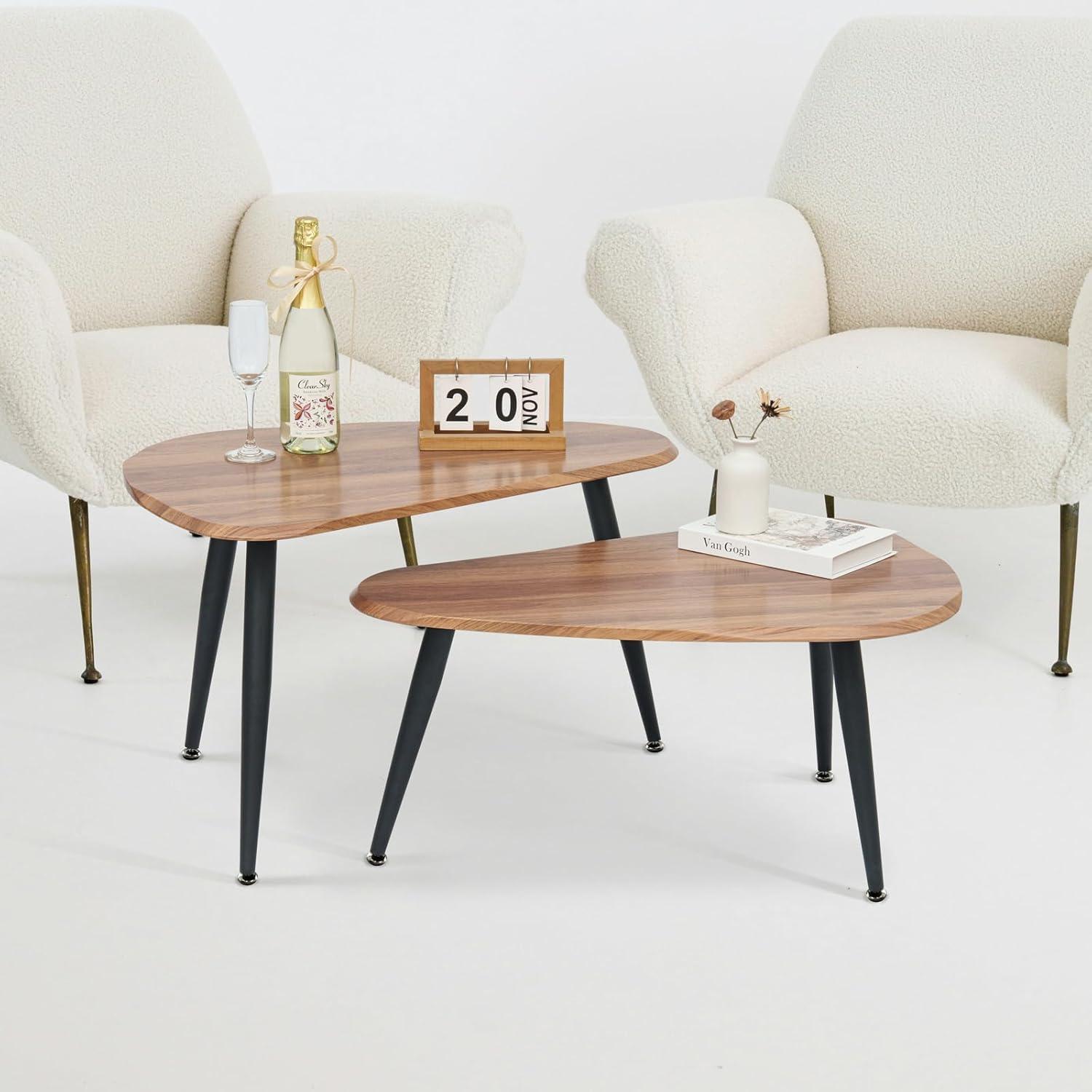 Ovale Couchtische Set Holz Wohnzimmer Beistelltisch Modern Einfache Installation