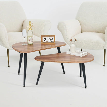 Ovale Couchtische Set Holz Wohnzimmer Beistelltisch Modern Einfache Installation