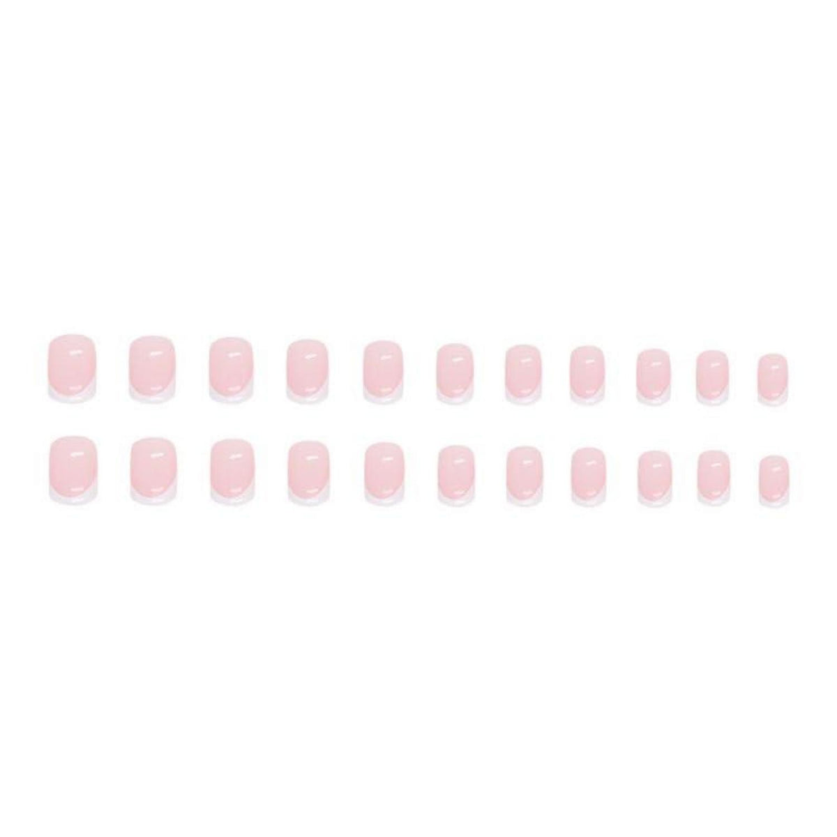 24 Stück Pink Nägel Zum Aufkleben Mittellang, Weiß Eckig, Glossy, French Square Fingernägel