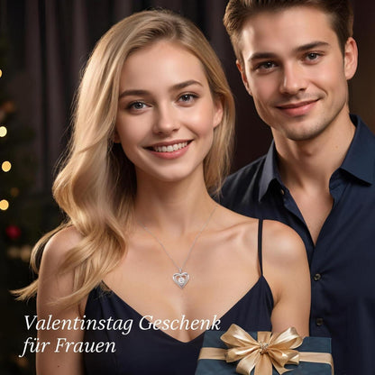 Silber Herz Halskette Damen Moissanite 1 Karat Geschenk