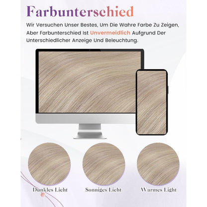 Echthaar Pferdeschwanz Zopfverlängerung Blond Highlights 45cm