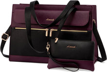 Laptoptasche Damen 17,3 Zoll Elegant Handtasche PU Leder Violett