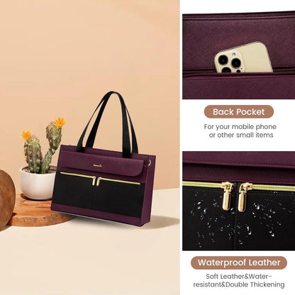 Laptoptasche Damen 17,3 Zoll Elegant Handtasche Business Tasche Violett
