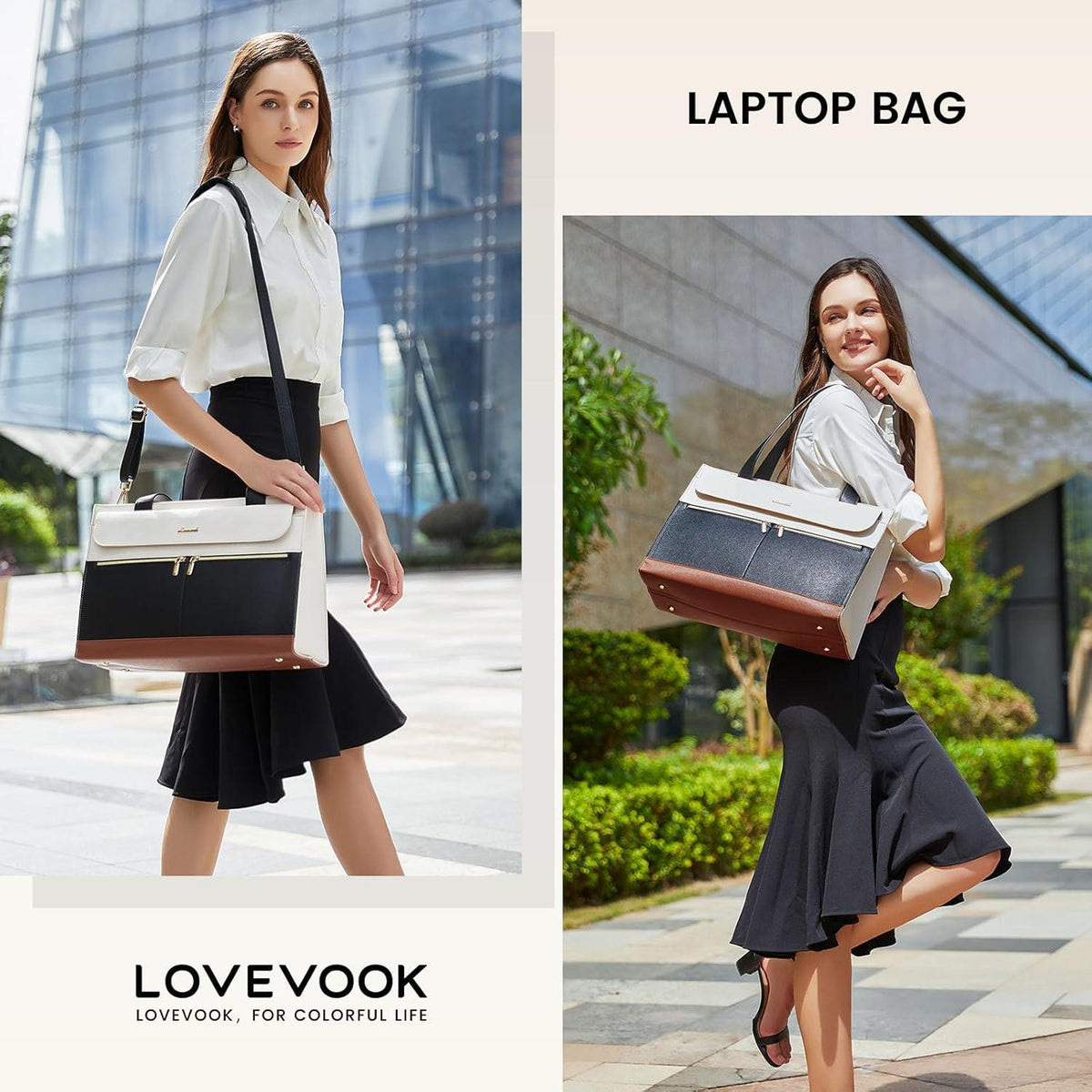 LOVEVOOK Laptoptasche 17,3 Zoll Handtasche Damen PU Leder