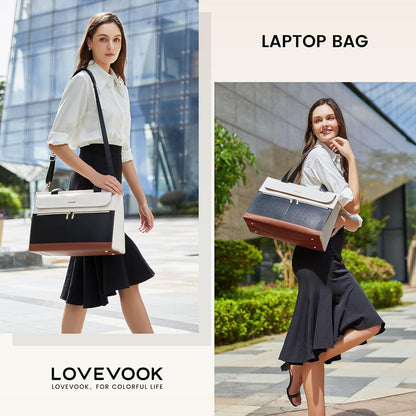LOVEVOOK Laptoptasche 17,3 Zoll Handtasche Damen PU Leder