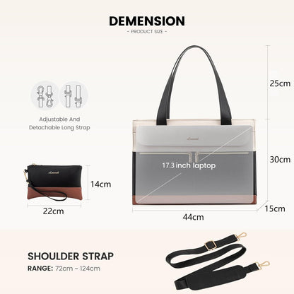 17,3 Zoll Laptoptasche Damen PU Leder Handtasche Wasserdicht Business Uni