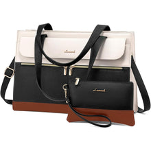 LOVEVOOK Laptop Handtasche Damen 17,3 Zoll Schwarz PU Leder