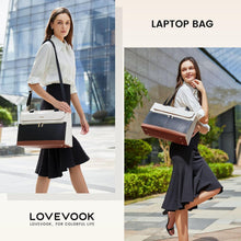 LOVEVOOK Laptop Handtasche Damen 17,3 Zoll Schwarz PU Leder