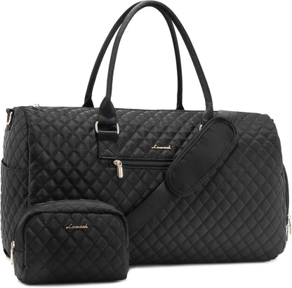 Reisetasche Damen 45L Schwarz Weekender Sporttasche mit Schuhfach