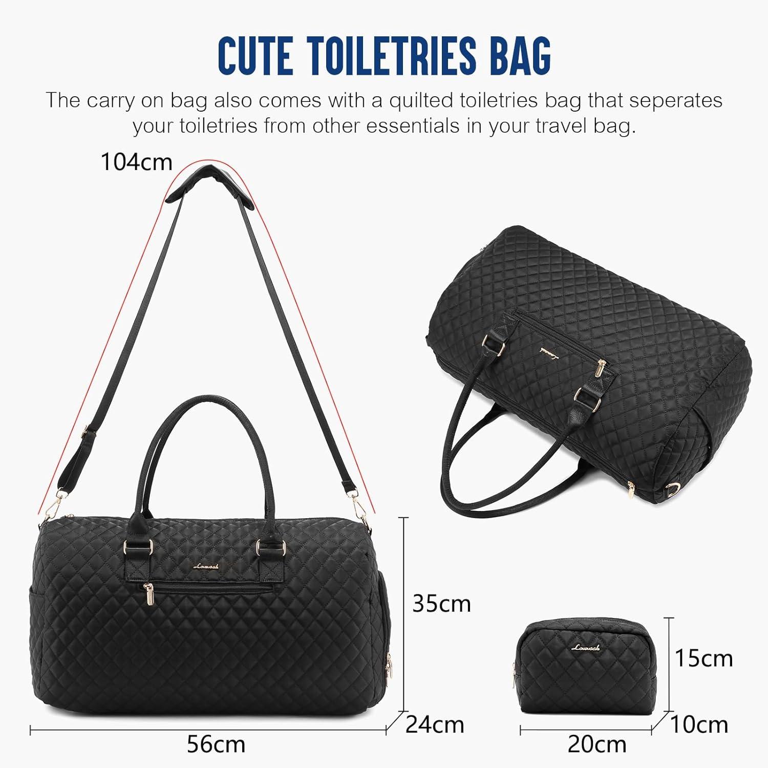 Damen Reisetasche 45L Weekender Sporttasche Schwarz