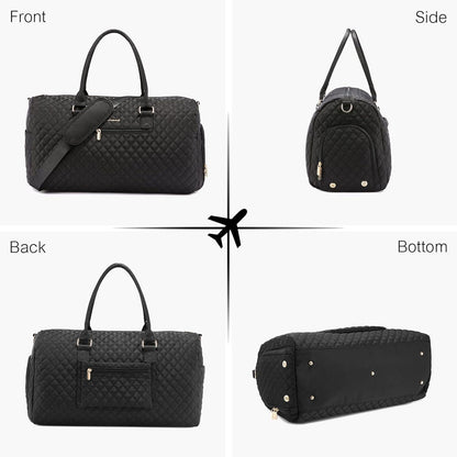 Weekender Reisetasche Schwarz Damen 45L für Gym Flugzeug Nassfach