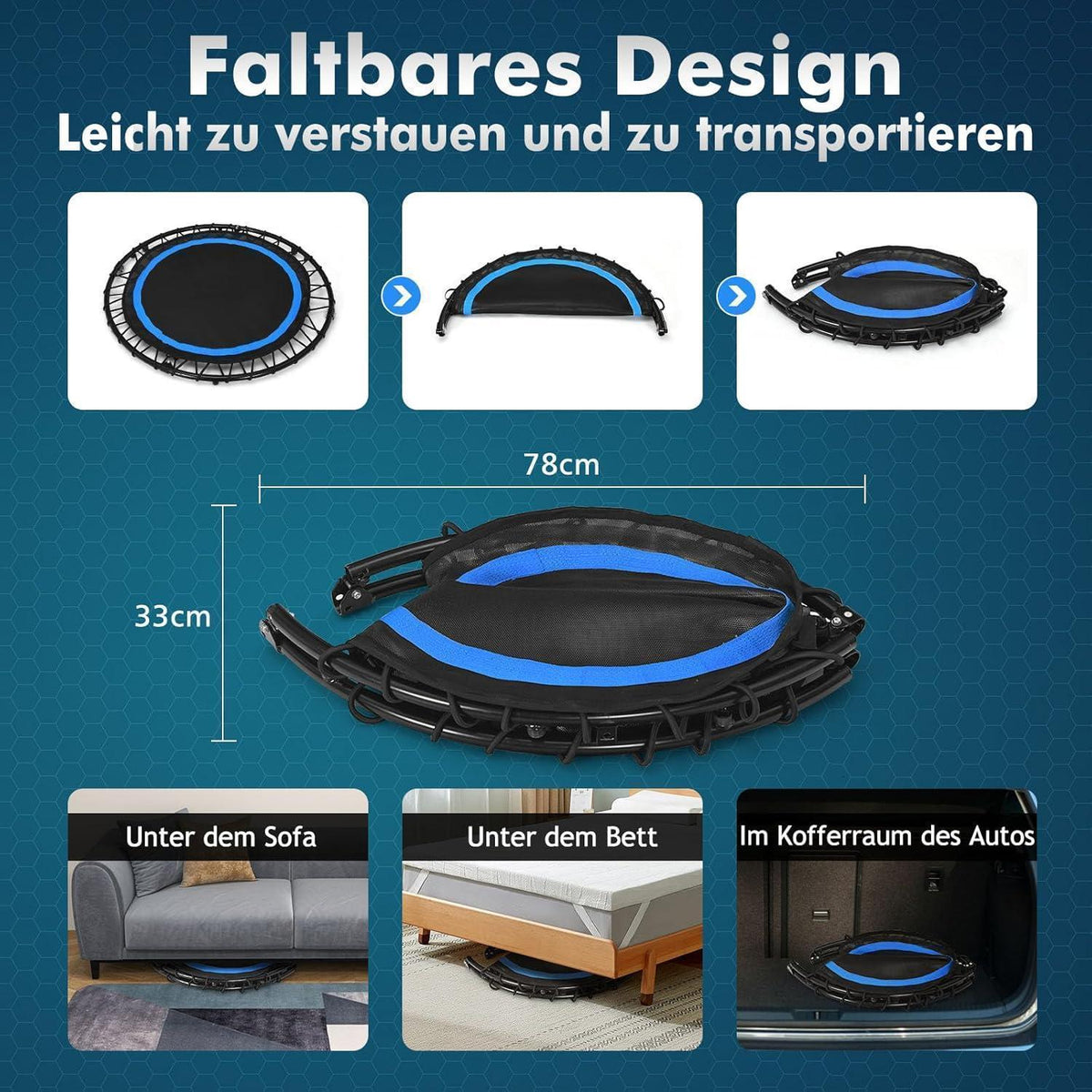 Fitness Trampolin 101cm – Faltbar & Belastbar bis 150kg