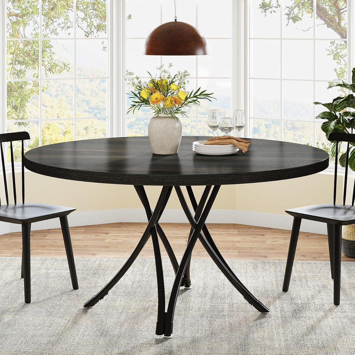 Runder Esstisch Schwarz 120cm – Modern & Stabil