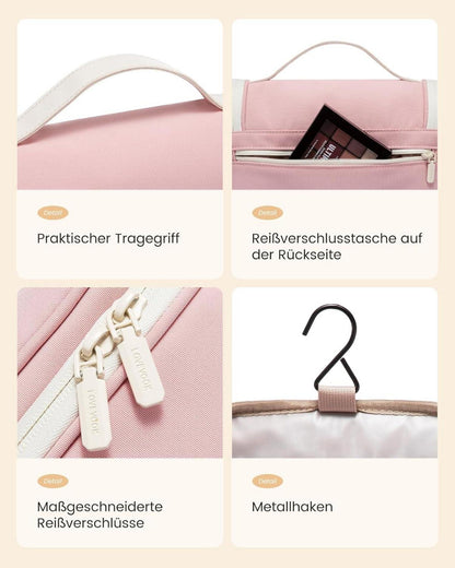 Kulturtasche Damen Wasserdicht zum Aufhängen Groß Rosa