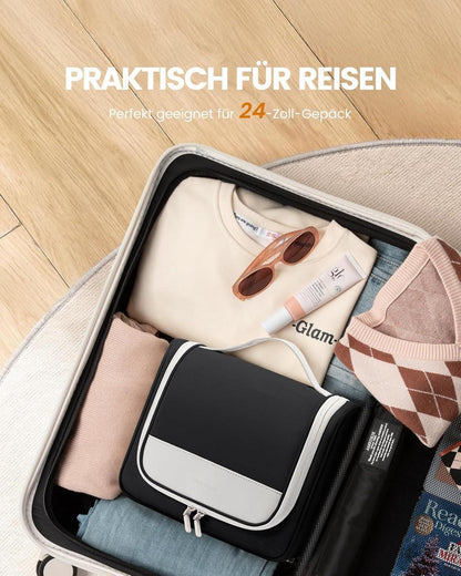 Großer LOVEVOOK Kulturbeutel mit Haken und wasserdichtem Fach, Schwarz