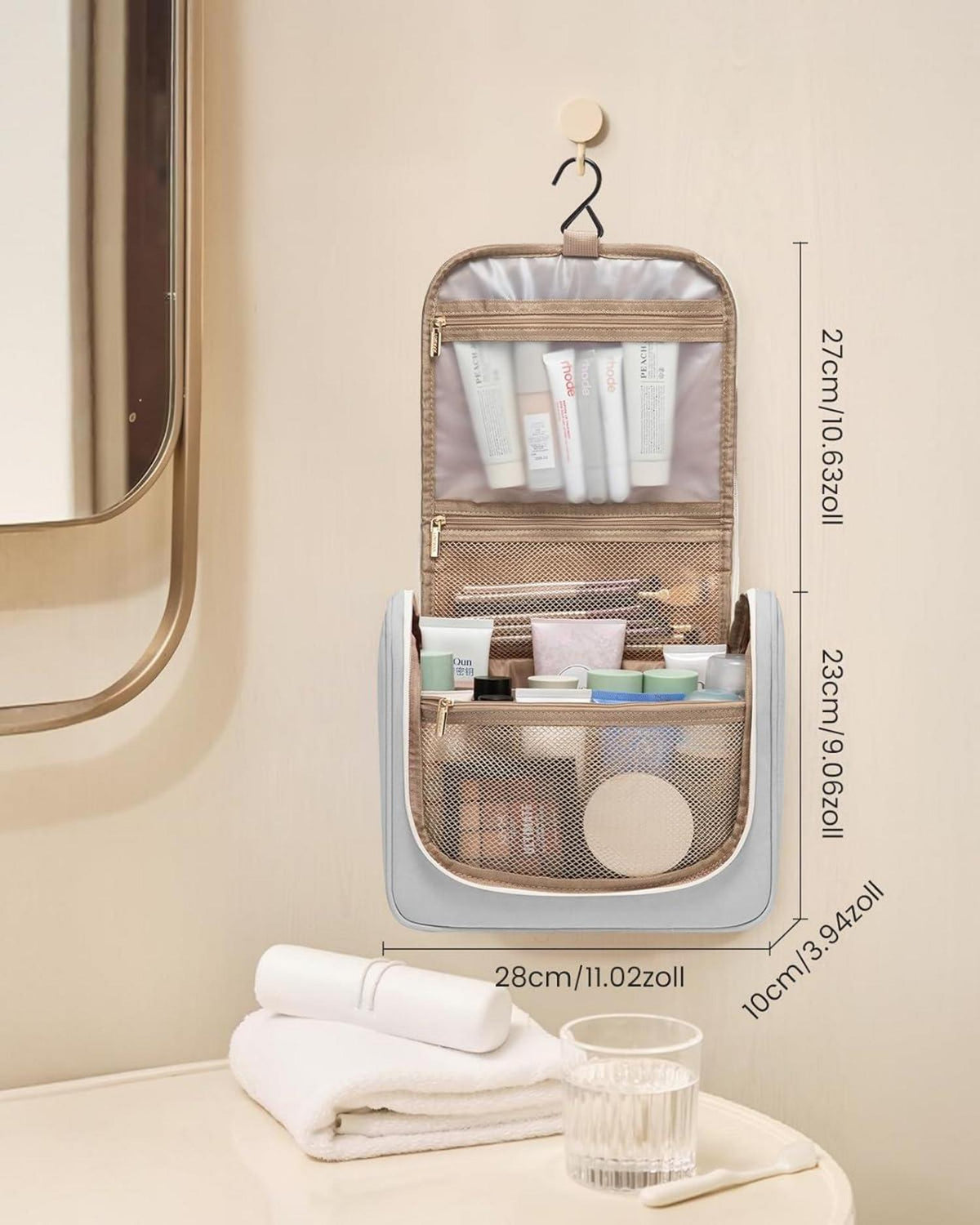 Kulturtasche Damen Wasserdicht mit Haken Groß Make Up Beauty Case