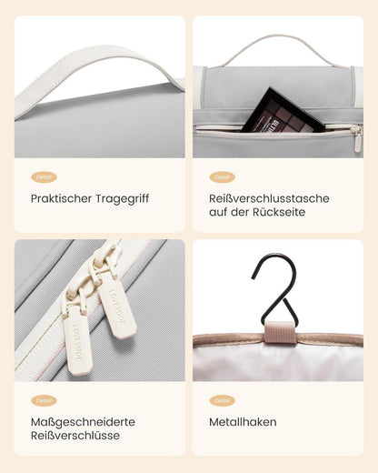 Kulturtasche Damen Wasserdicht Groß Aufhängen mit Haken Makeup Bag