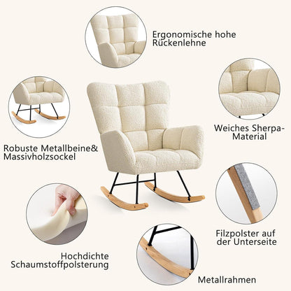 Schaukelstuhl 2er Set – Gepolsterter Relaxsessel für Wohnzimmer & Babyzimmer