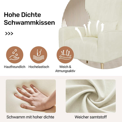 Relaxsessel 2er-Set mit Kopfkissen & Goldfüßen, Beige