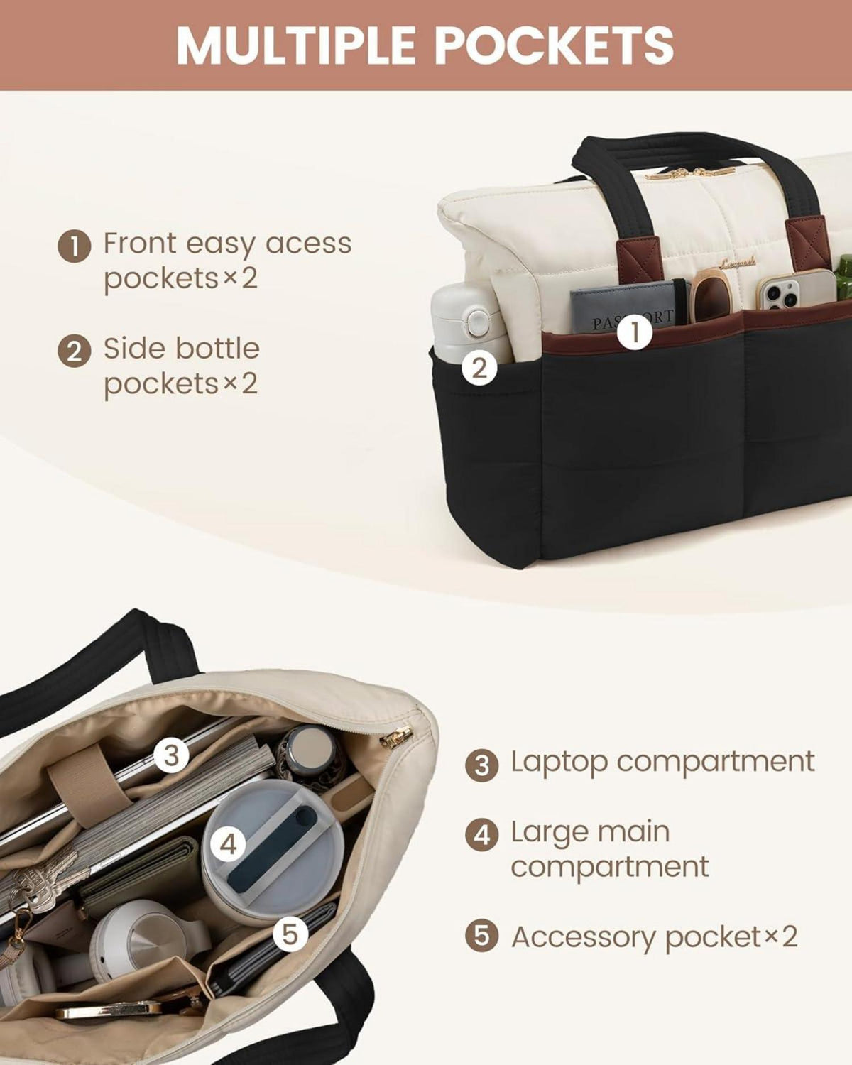 Laptoptasche Damen 15,6 Zoll Handtasche Wasserdicht Bürotasche
