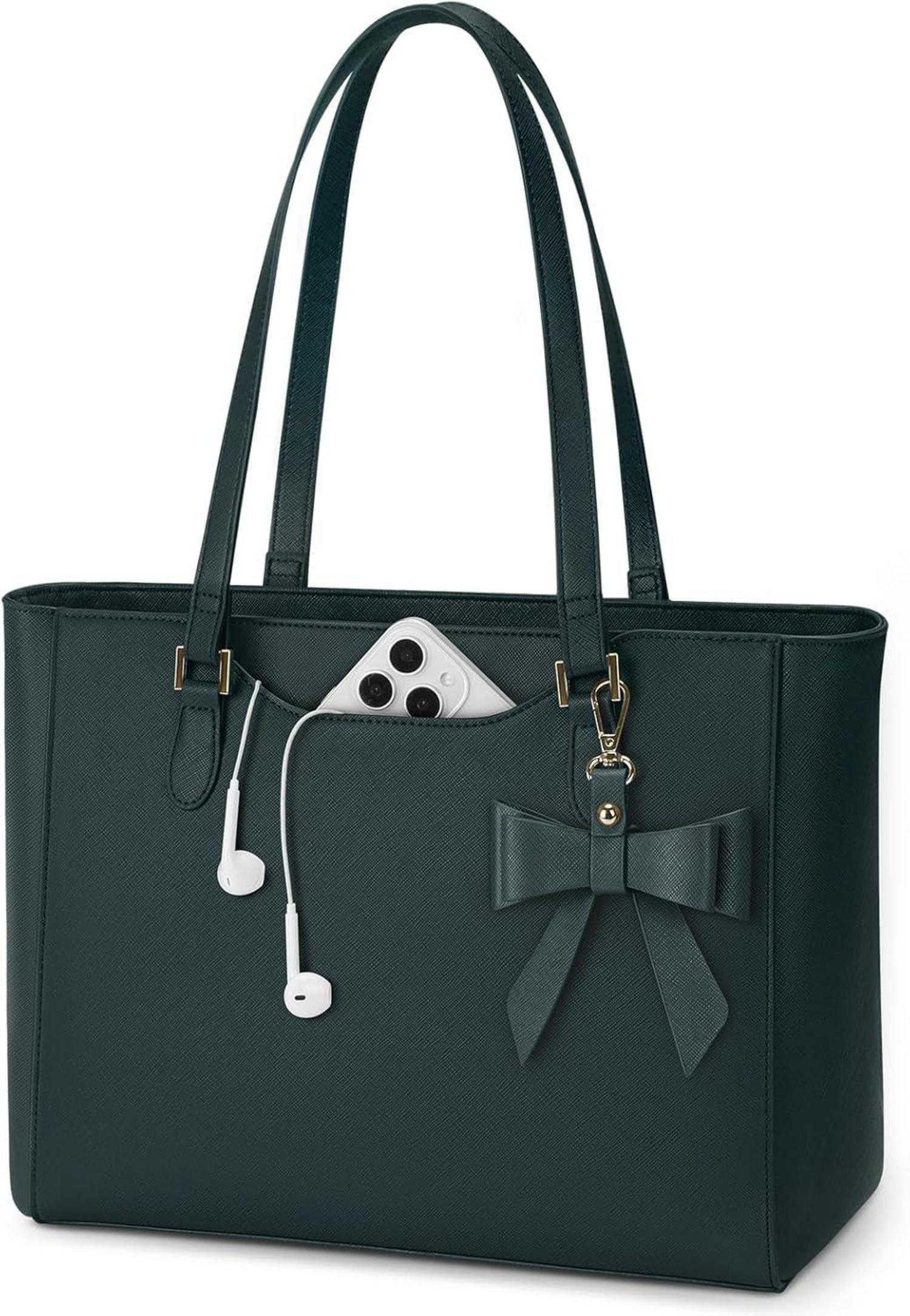 Große Handtasche Damen Wasserdichtes Leder Grün Henkeltasche