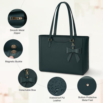 Grüne Damen Handtasche Groß Wasserdichtes Leder Tote Bag