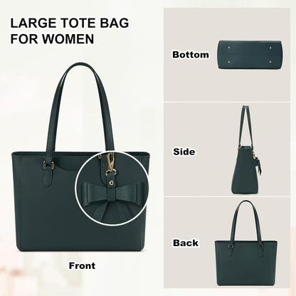 Damen Handtasche Groß Wasserdicht Leder Shopper Arbeitstasche Grün