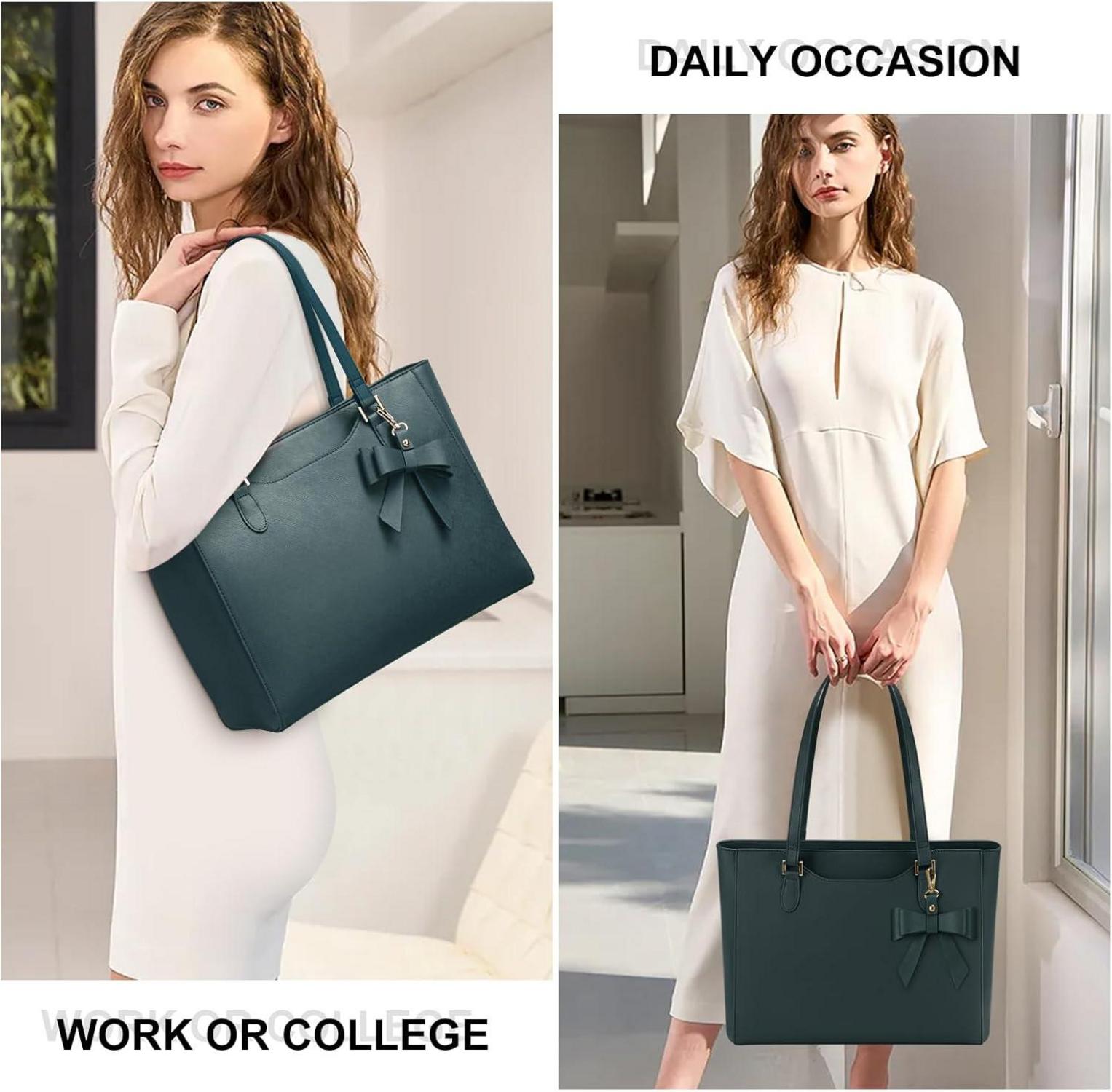 Grüne Damen Handtasche Groß Wasserdichtes Leder Tote Bag