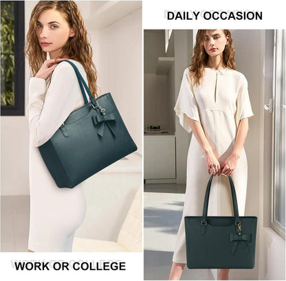 Grüne Damen Handtasche Groß Wasserdichtes Leder Tote Bag