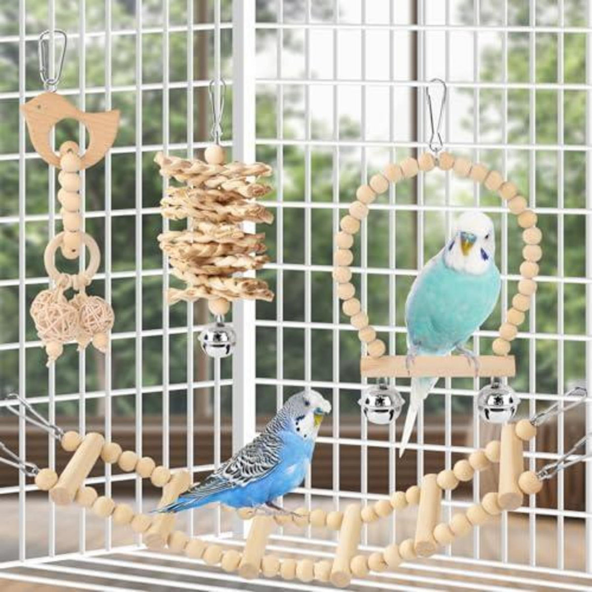 8x Vogelspielzeug Set für Sittiche & Wellensittiche