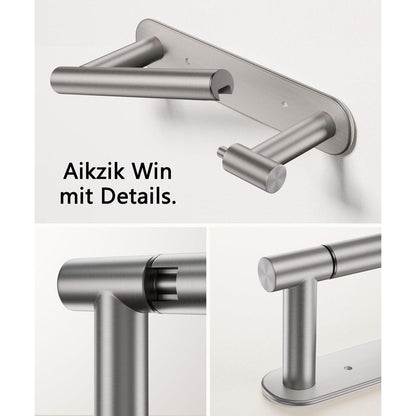 Edelstahl Toilettenpapierhalter mit 2 Montagemethoden Silber