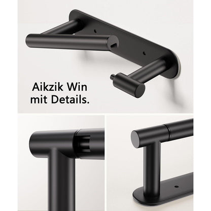 Edelstahl Toilettenpapierhalter ohne Bohren, Schwarz