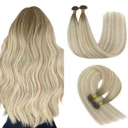 Echthaar U-Tip Extensions Blond Ombre 45cm