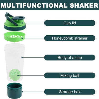 Proteinshaker 700ml mit Kugel, Sieb & Mess-Skala