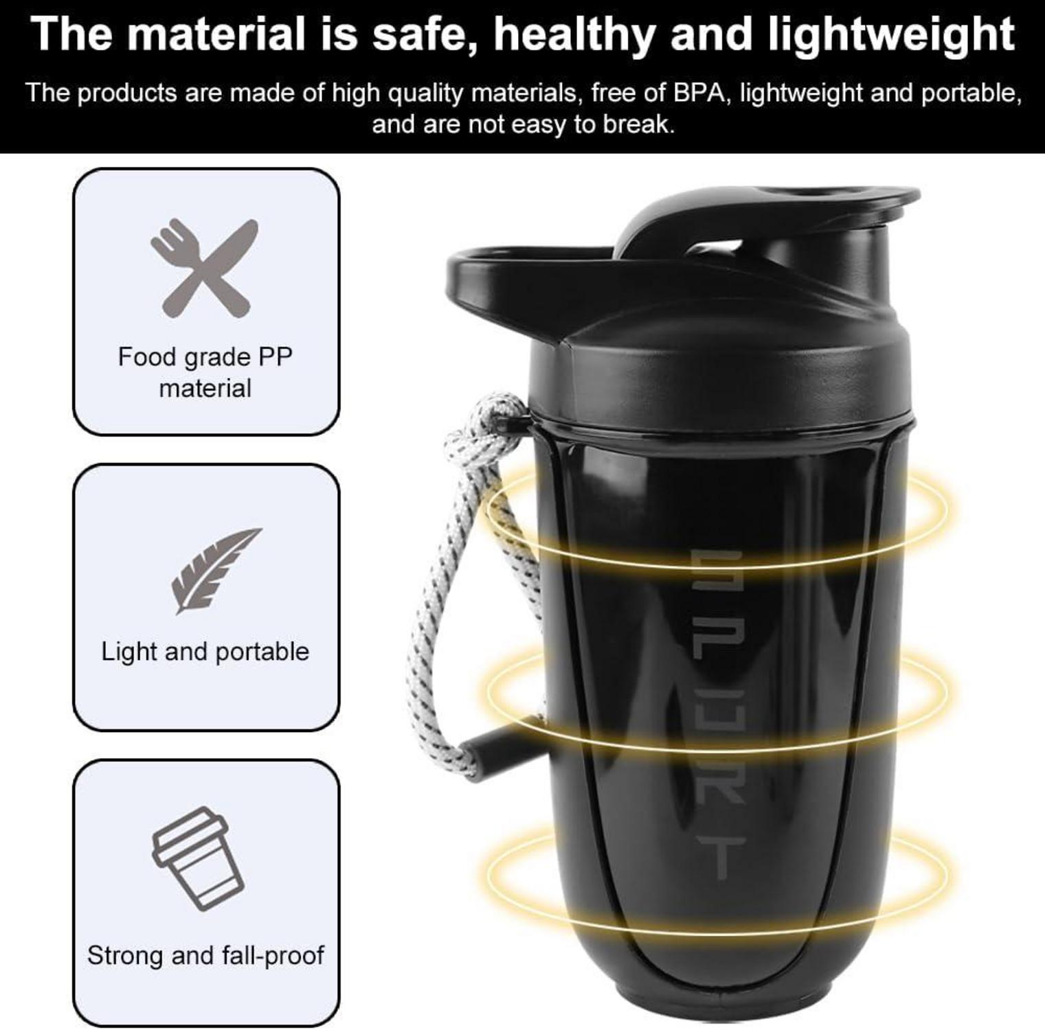 Protein Shaker 600ml mit Kugel, Sieb & Mess-Skala - Auslaufsicher