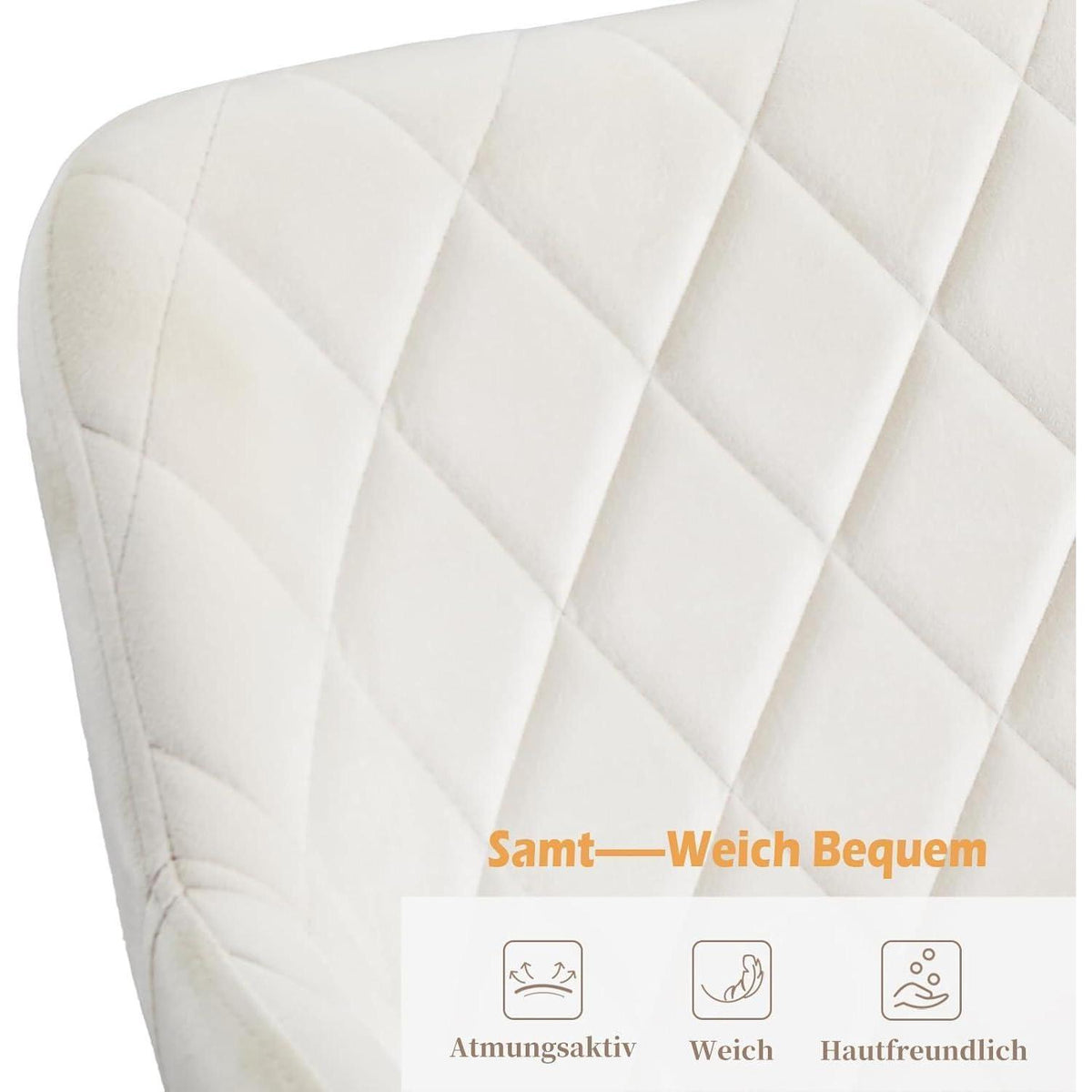 Samt Esszimmerstuhl mit Armlehnen, Creme