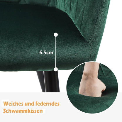 Samt Esszimmerstuhl mit Armlehnen, Grün