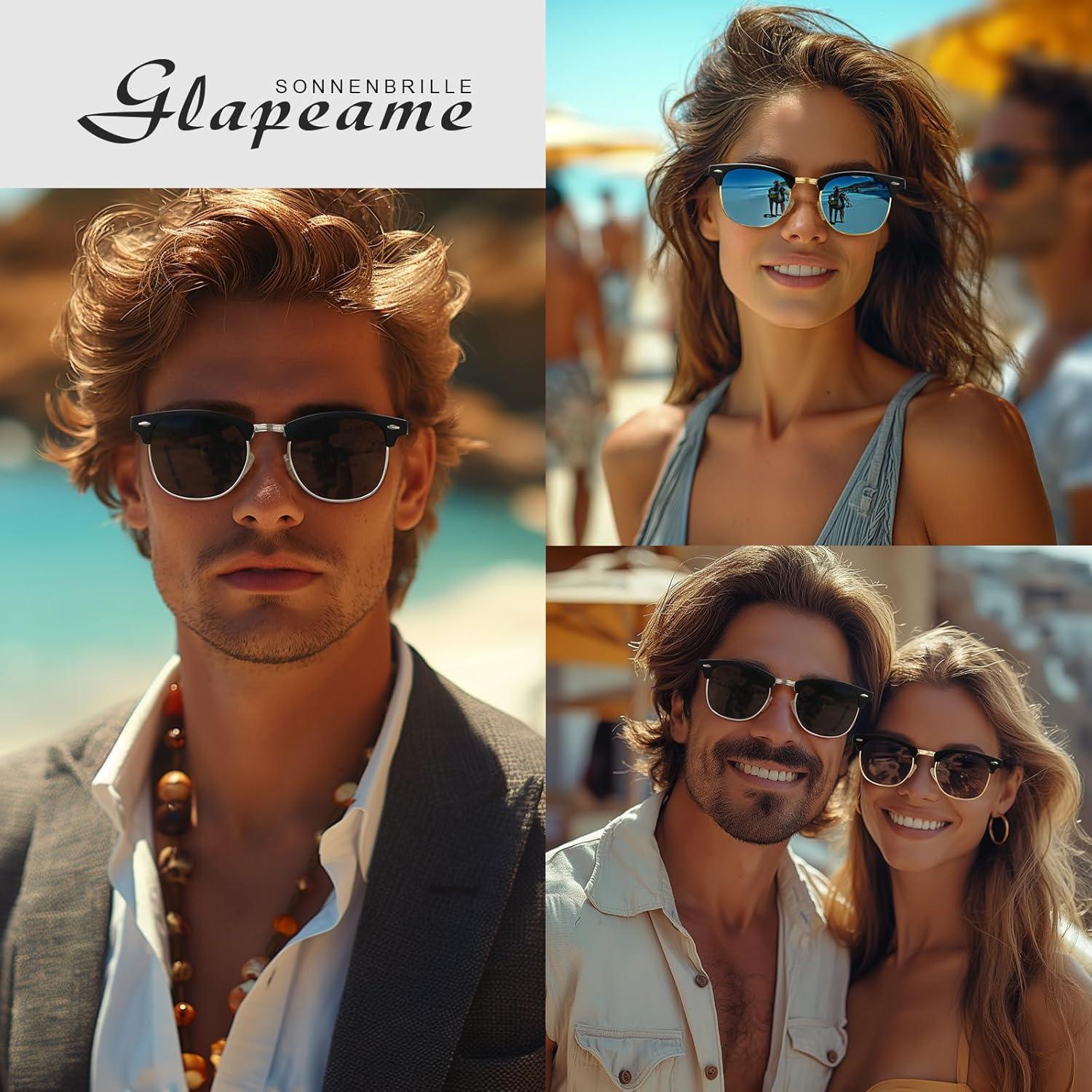 Polarisierte Sonnenbrille Retro UV400-Schutz Schwarz