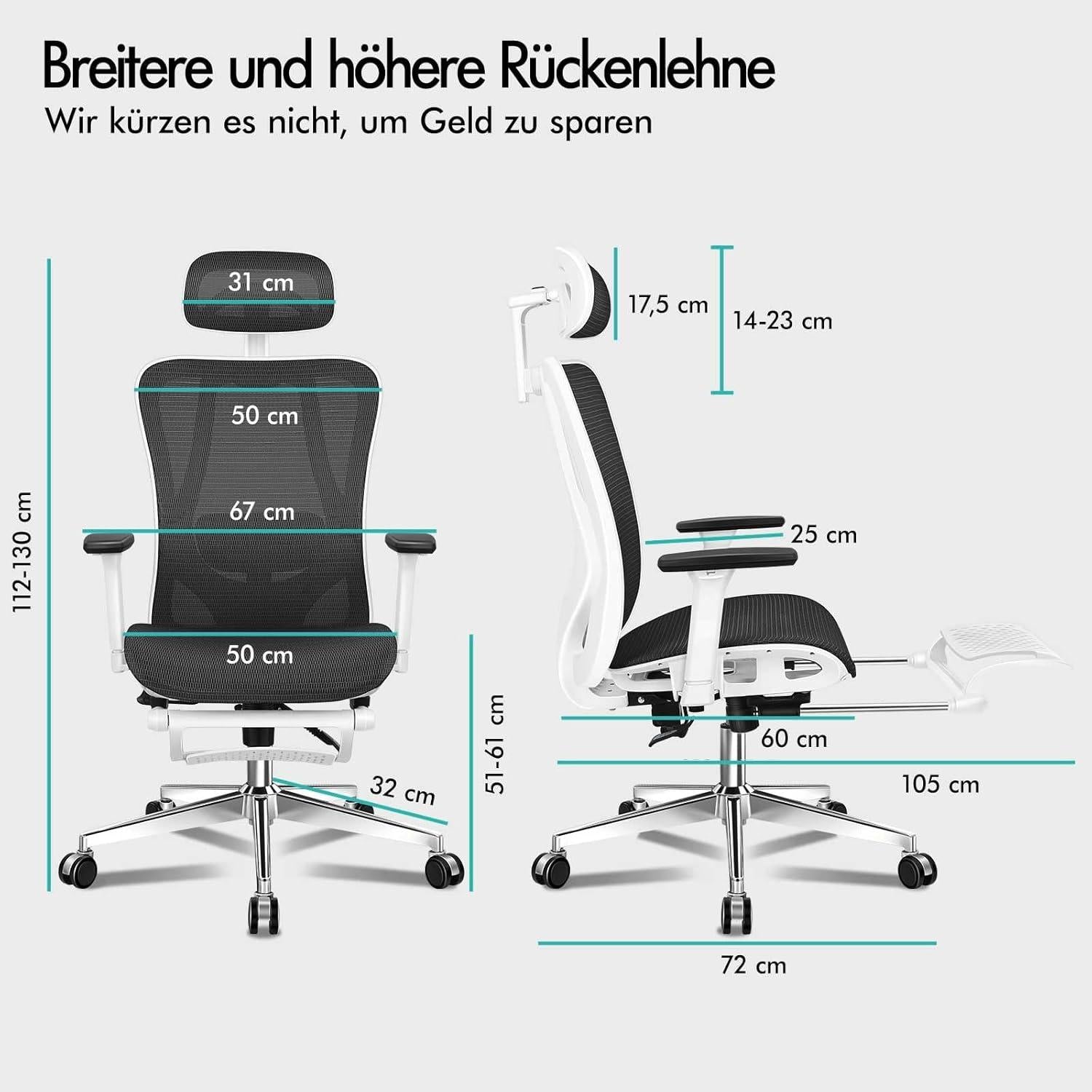 ALFORDSON Ergonomischer Bürostuhl mit 3D-Verstellbarer