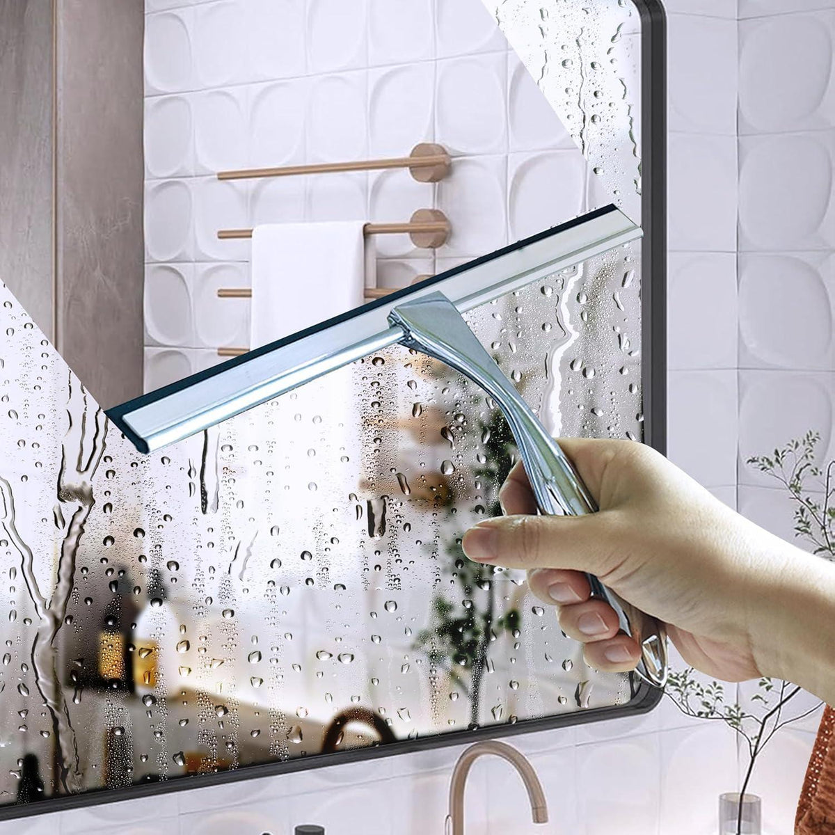 Duschabzieher Edelstahl Selbstklebe Haken Glaswischer Badezimmer 35cm Silber