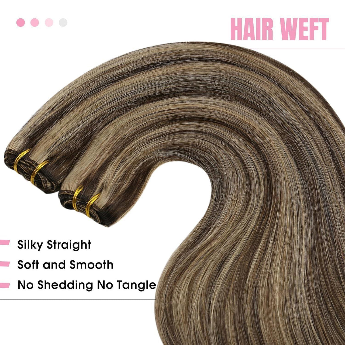 Echthaar Tressen Braun Blond 35cm – Doppelt Weft, #P4/27