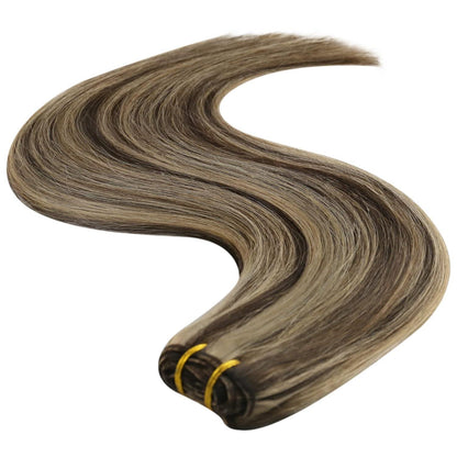 Echthaar Tressen Braun Blond 35cm – Doppelt Weft, #P4/27