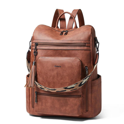 Rucksack Damen Laptopfach 15,6 Zoll Wasserdicht Business in Lederoptik