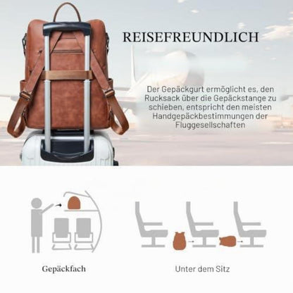 Rucksack Damen Laptopfach 15,6 Zoll Wasserdicht Business in Lederoptik