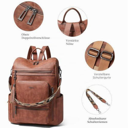 Rucksack Damen Laptopfach 15,6 Zoll Wasserdicht Business in Lederoptik