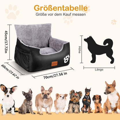 Hunde Autositz mit Sicherheitsleine – Komfortabel & Waschbar