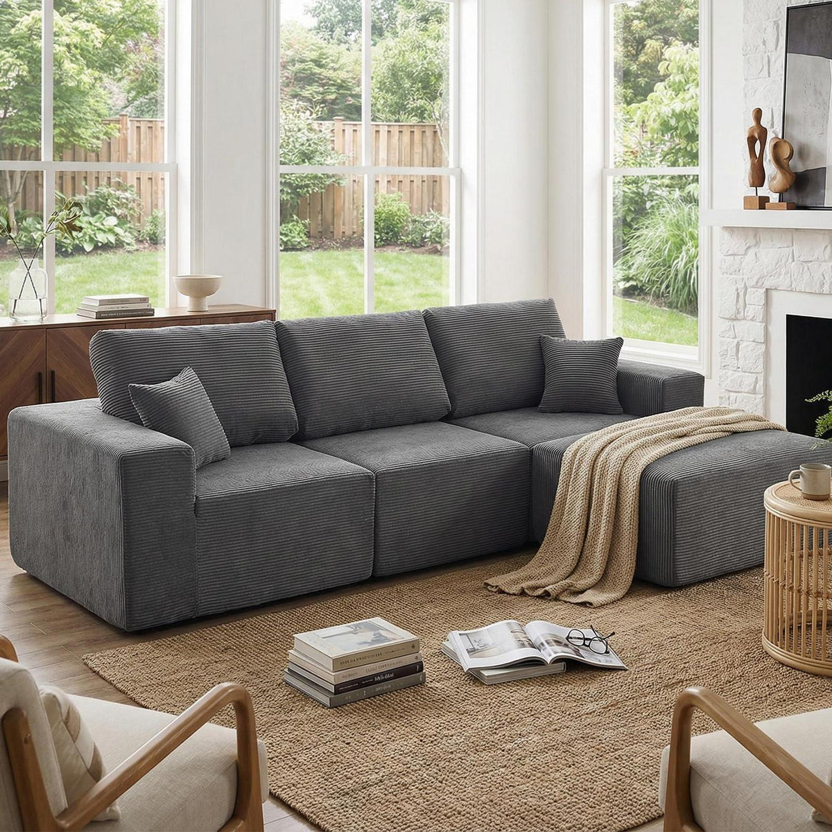 Großes Ecksofa 275cm mit Schlaffunktion & Ottomane